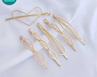 Horquillas para el cabello chapadas en oro real de 14 k, accesorios para el cabello, pinza para el cabello, pinza para el cabello de boda, pinzas para el cabello para niñas