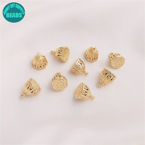 14k Vergoldet Lotus Anhänger,Halskette Anhänger,Lotus Anhänger,Blume Charm,Lotus Halskette,Gold Lotus Anhänger