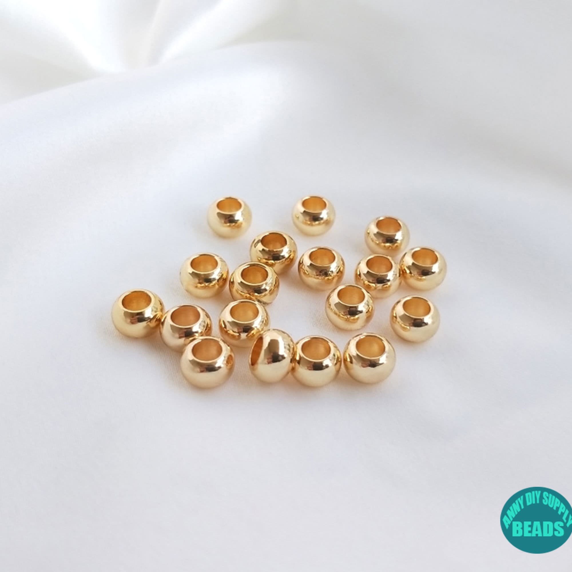 64mm 10/50/100pcs 14K Gold Plated Brass Large Hole Beadsgold Etsy
