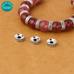 8mm  S925 Solid Sterling Silver Beads,Auspicious cloud pattern Oblate Beads,Silver Wheel beads,Silver Donut Beads