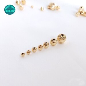 14K real Gold plated Round Pumpkin beads,Bracelet spacer beads,3mm 4mm 5mm 6mm 8mm gold round Pumpkin beads image 4