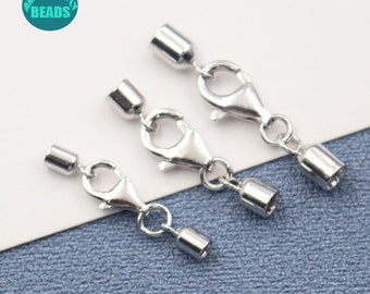 2/5/10 Set S925 Sterling silver ends Clasp,Cord Ends Cap, End Caps Clasps