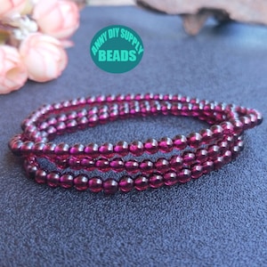 High Grade Purple Garnet Gemstone Beaded Bracelet,4mm 3 circle Bracelet,Rhodolite Garnet Beads