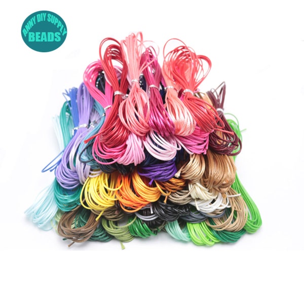 10/50pcs/pack Mixed color 1mm Waxed Polyester Cord,4 meters/PC Round Cord,High Quality