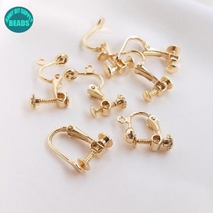 14K Real Gold Plated Screw Back Earring Clips,Lever Back Earring Clips,Clip on earrings