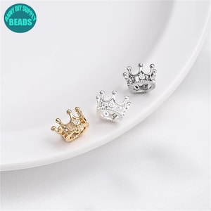 14K Real Gold Plated brass Crown Charm,necklace Pendant