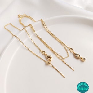 Cadena ajustable deslizante de latón bañado en oro de 14 quilates, cadena para collar con cuentas de tope de goma, cadena para pulsera, cadena para abalorios de 1,0 mm