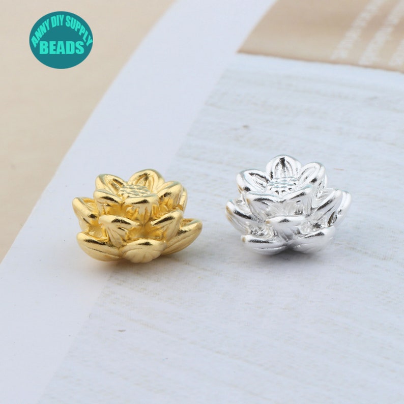 12510PCS 12mm S999 Fine Silver 3D Lotus Beads,Lotus beads,Silver spacer beads,Silver Lotus Beads,Yoga bracelet beads
