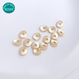 8mm 14K Gold Plated Beads,Lotus Leaf Beads,Gold Spacers,Brushed Curved surface round Spacers