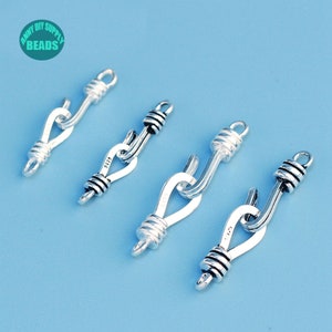 10pcs Sterling Silver S Hook Eye Clasp 19.8mm Connector with 6mm