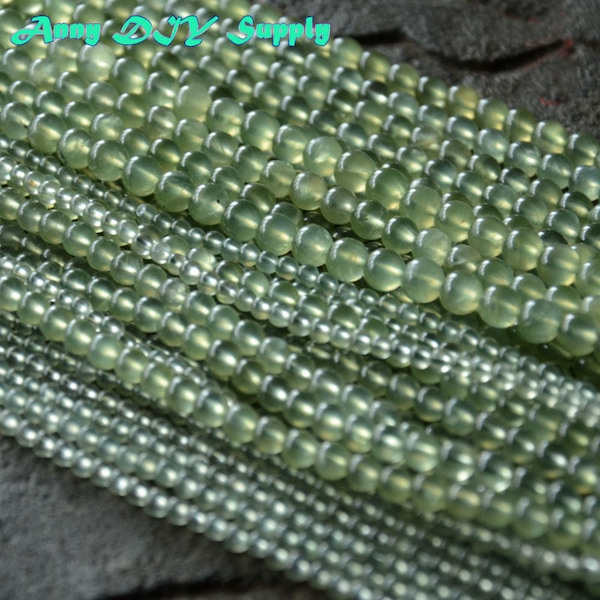 AAAAA Fine prehnite Beads,Genuine Natural prehnite beads,Tender green Color Stone Round Beads