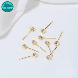 3/4mm 14K Gold Plated Dot Earring Stud,Rubber Dot Earring Stud,DIY Earring Making Supply,Jewelry supply Shop image 4