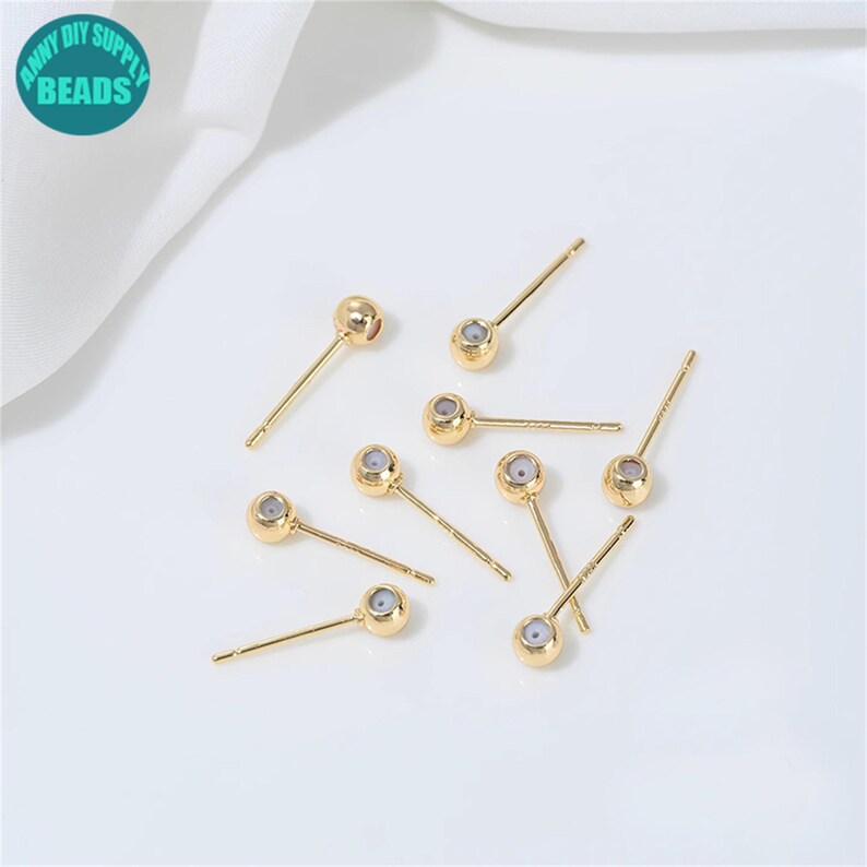 3/4mm 14K Gold Plated Dot Earring Stud,Rubber Dot Earring Stud,DIY Earring Making Supply,Jewelry supply Shop image 4
