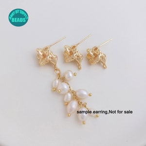 14K Real Gold Plated Brass Earring Stud,Irregular Shape Earring Stud,Earring Stud with sterling silver needle,earring making supply