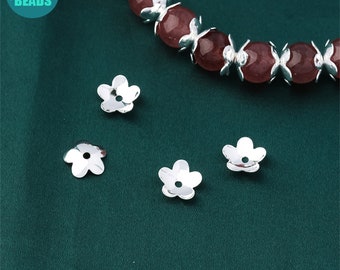 9mm S925 Solid Sterling Silver Bead Caps,Smooth Flower Bead Caps,Silver Bead Caps,Metal Bead Caps,Bracelet Making Supply
