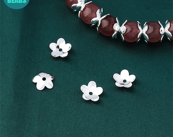 9mm S925 Sterling Silver Flower Bead Caps: Bracelet Making Supply