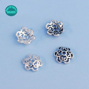 8mm S925 Solid Sterling Silver Bead Caps,Bead Caps,Flower Bead Caps
