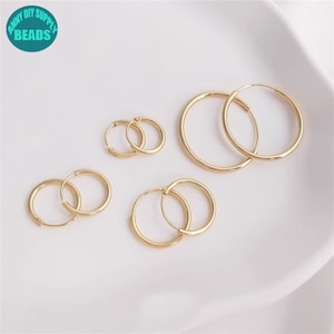 15/18/30mm 14K Gold Plated Brass Earring Circle,Simple Earring Hook,Minimalist Earrings,Circle Earrings,Earring Hoop