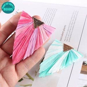 24 Color To choose,Hand Made Raffia Tassel,Earring Tassel Pendant,Earring Raffia Tassel,Can Mix Color,triangle Tassel