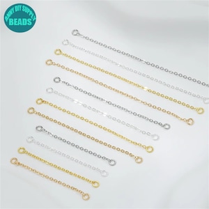 3/6/9CM Gold Plated Brass Chain Connector with 2 Closed Ring on Both End,Chain with 2 Ring,Gold Plated Extensions,Earring Chain