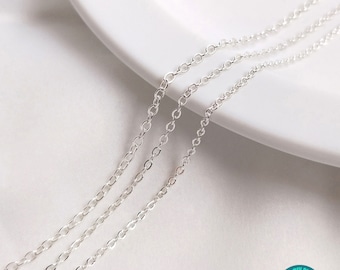 Silver Plated Cable Chain,Necklace Chain,Silver Plated Flat Cable Chain