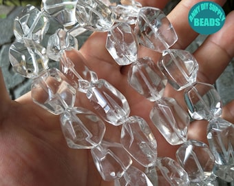 Contas grandes de quartzo transparente natural - fio inteiro