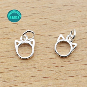 1/2/5/10PCS S925 Sterling Silver cat  Charms,Cat Lover Bracelet Chram pendant,cat pendant,necklace Char