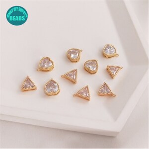 7mm 14k Real Gold Plated Brass Heart Pendant,Heart Charm,Triangle Charm,Triangle pendant,wholesale charms