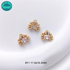 Juego de dijes de océano chapados en oro de 14 k, dijes de océano, dijes de joyería, dijes de mar, dije de animal, dije de pulsera, colgante de pendiente #11