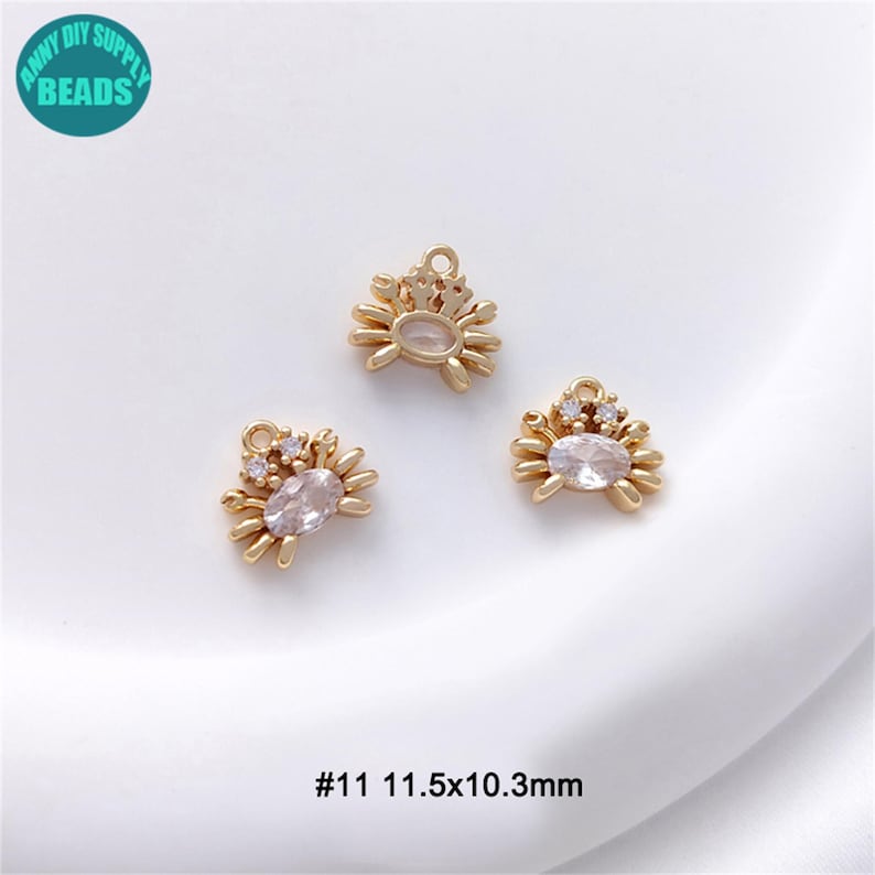 Juego de dijes de océano chapados en oro de 14 k, dijes de océano, dijes de joyería, dijes de mar, dije de animal, dije de pulsera, colgante de pendiente #11