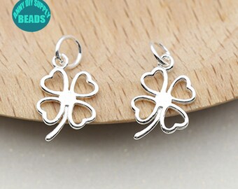 S925 Sterling Silver Clover Charms,Bracelet Pendant,Hollow clover Charm pendant,bracelet Charm,Necklace Charm,Tiny Small Charm