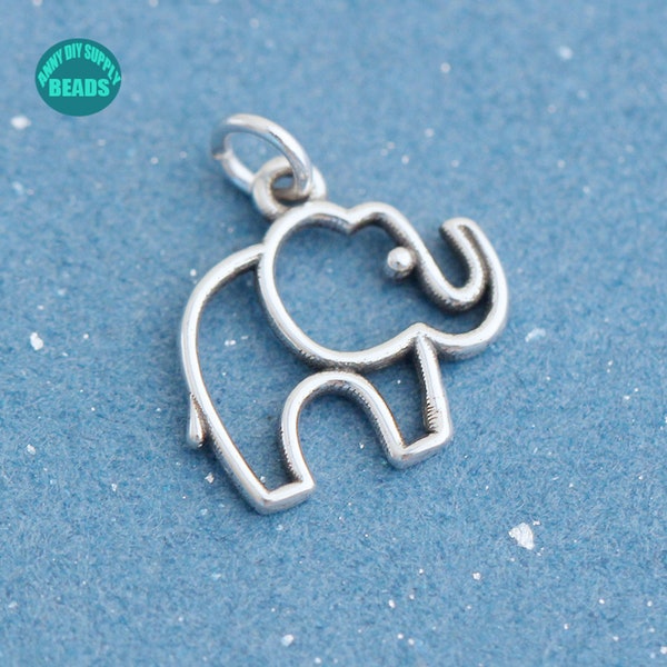 1/2/5/10PCS S925 Sterling Silver Elephant Frame Charms,Hollow Elephant Findings,Bracelet Charms, Necklace Charm,Tiny elephant Charms