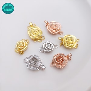18K Gold plated Layered Flower Detangler Clasp,Layering Necklace Clasps,Box Clasp,layering clasp,rose Gold Detangler Clasp