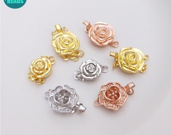 18K Gold plated Layered Flower Detangler Clasp,Layering Necklace Clasps,Box Clasp,layering clasp,rose Gold Detangler Clasp