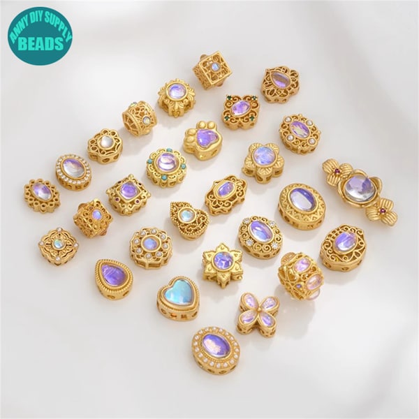 18K Real Matt Gold Plated brass Beads,Lace Edge Hollow Out beads,Flower Beads,Metal Beads,Focal Beads,Gold Plated Moon Flash Beads