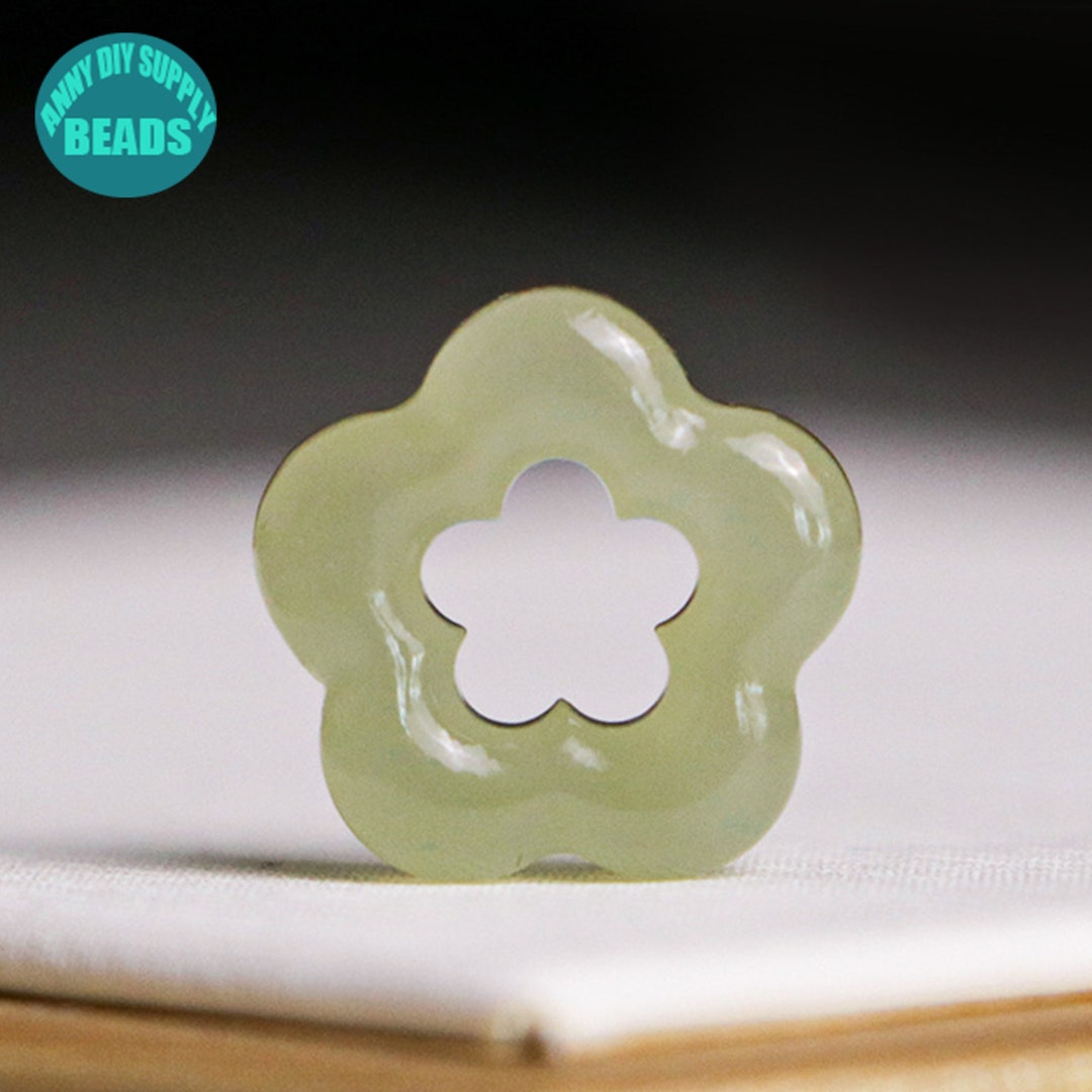 Genuine Natural Hetian Jade Cute Flower Charm,gemstone Necklace Charm