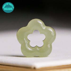 Genuine Natural Qinghai Hetian Jade Cute Flower Charm,Gemstone Necklace Charm,Cute Charm Pendant,13x4mm