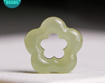 Genuine Natural Hetian Jade Cute Flower Charm,Gemstone Necklace Charm,Cute Charm Pendant,13x4mm