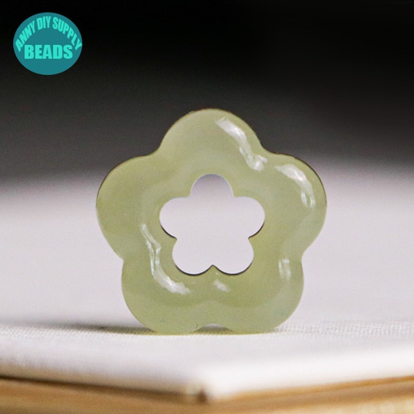 Genuine Natural Hetian Jade Cute Flower Charm,Gemstone Necklace Charm,Cute Charm Pendant,13x4mm