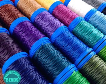 Cordón encerado de macramé tailandés de 0,6mm y 65 colores, cordón de macramé encerado tailandés suave a prueba de agua, cordón encerado de pulsera, hilo de poliéster totalmente encerado