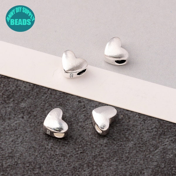8mm Sterling Silver Heart Beads,Spacer beads,Tiny Heart Beads,Silver Heart Beads