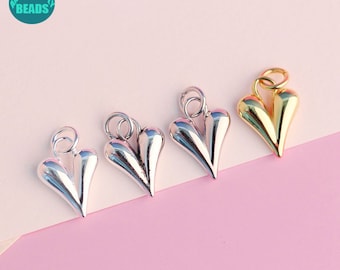 1/2/5/10PCS S925 Sterling Silver Heart Pendant,Tiny Heart Charm,Silver Heart Pendant