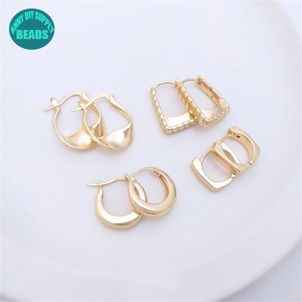 Minimalist 14K Gold Plated Earring Loop,U shape Hoop Earring,Earring Making Supply,Gold Minimalist Earring Loop