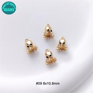 Juego de dijes de océano chapados en oro de 14 k, dijes de océano, dijes de joyería, dijes de mar, dije de animal, dije de pulsera, colgante de pendiente #09