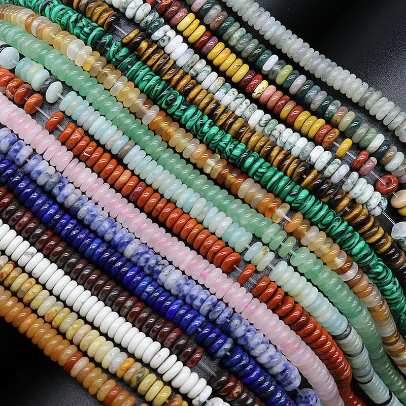 Rondelle Stone Necklace - Green/Gold