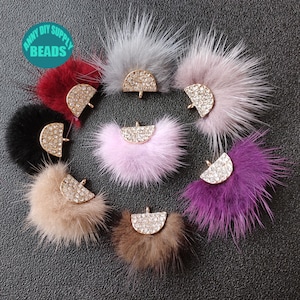 2/4/8PCS 3CM Earring Fan Tassel,Mini Mink Tassel,Tiny Tassel with Gold Plated Cap,Fun Tassel,Small Earring Tassel Pendant