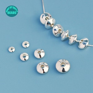 3.5-8mm S925 Sterling Silver rondelle beads,Bracelet Spacer Beads,S925 Sterling Silver beads