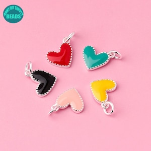 S925 Sterling Silver heart Drip Oil Heart Pendant,Tiny Heart Pendant,Tiny Heart Charm,Colorful heart Pendant