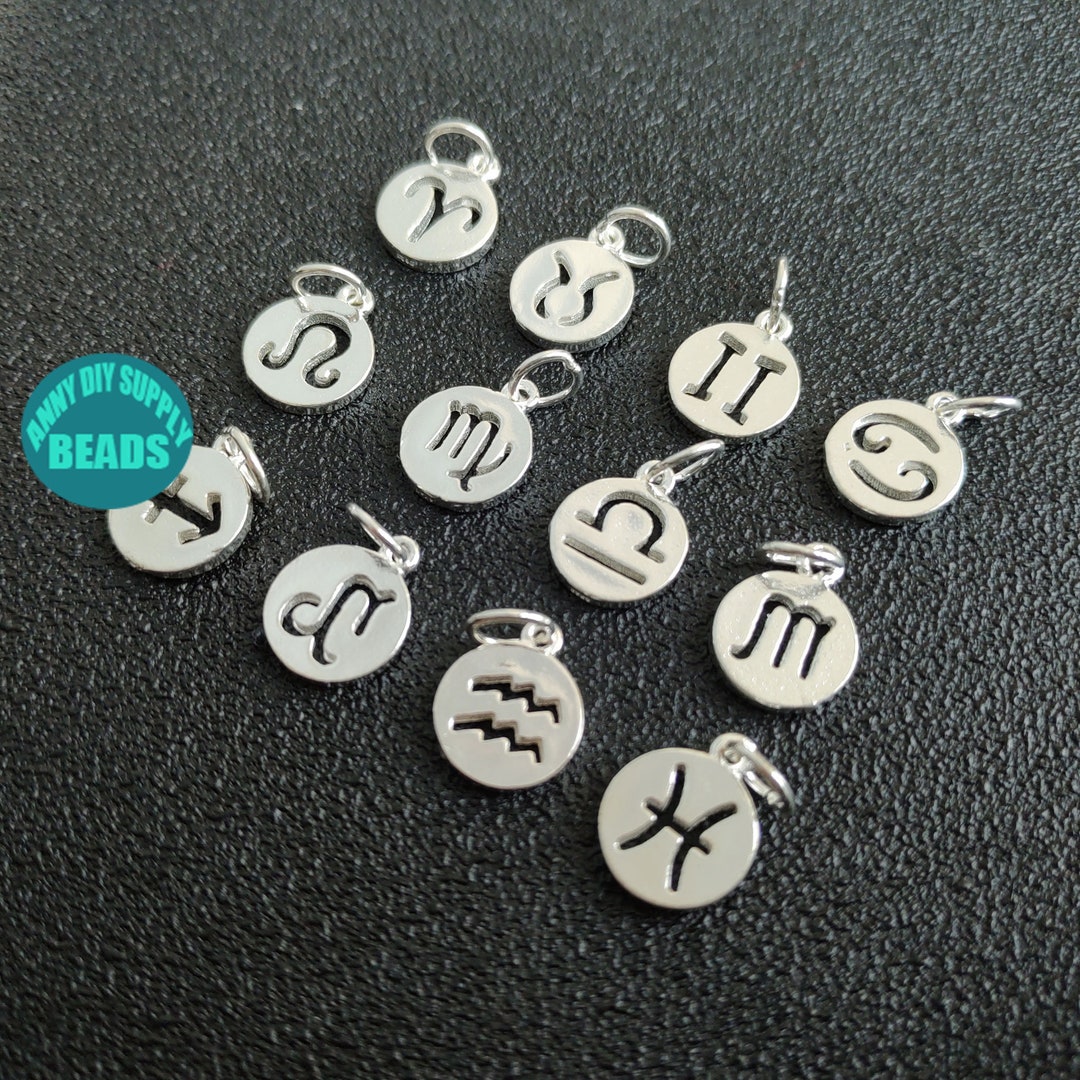 S925 Sold Sterling Silver Zodiac Charm,silver Charm,small Charm,coin