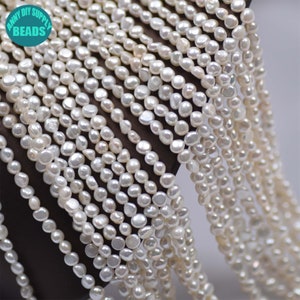 3-4mm Baroque Nugget Pearl Beads,Smooth both Side,irregular shape pearl beads,Full Strand 35CM